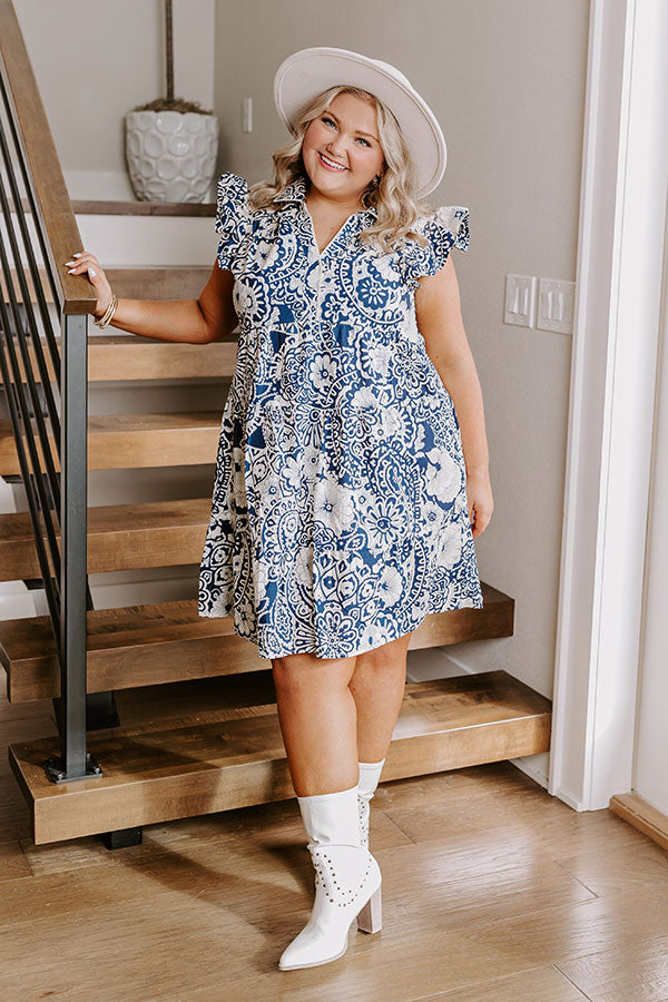 Hello Lovely Floral Dress In Navy Curves