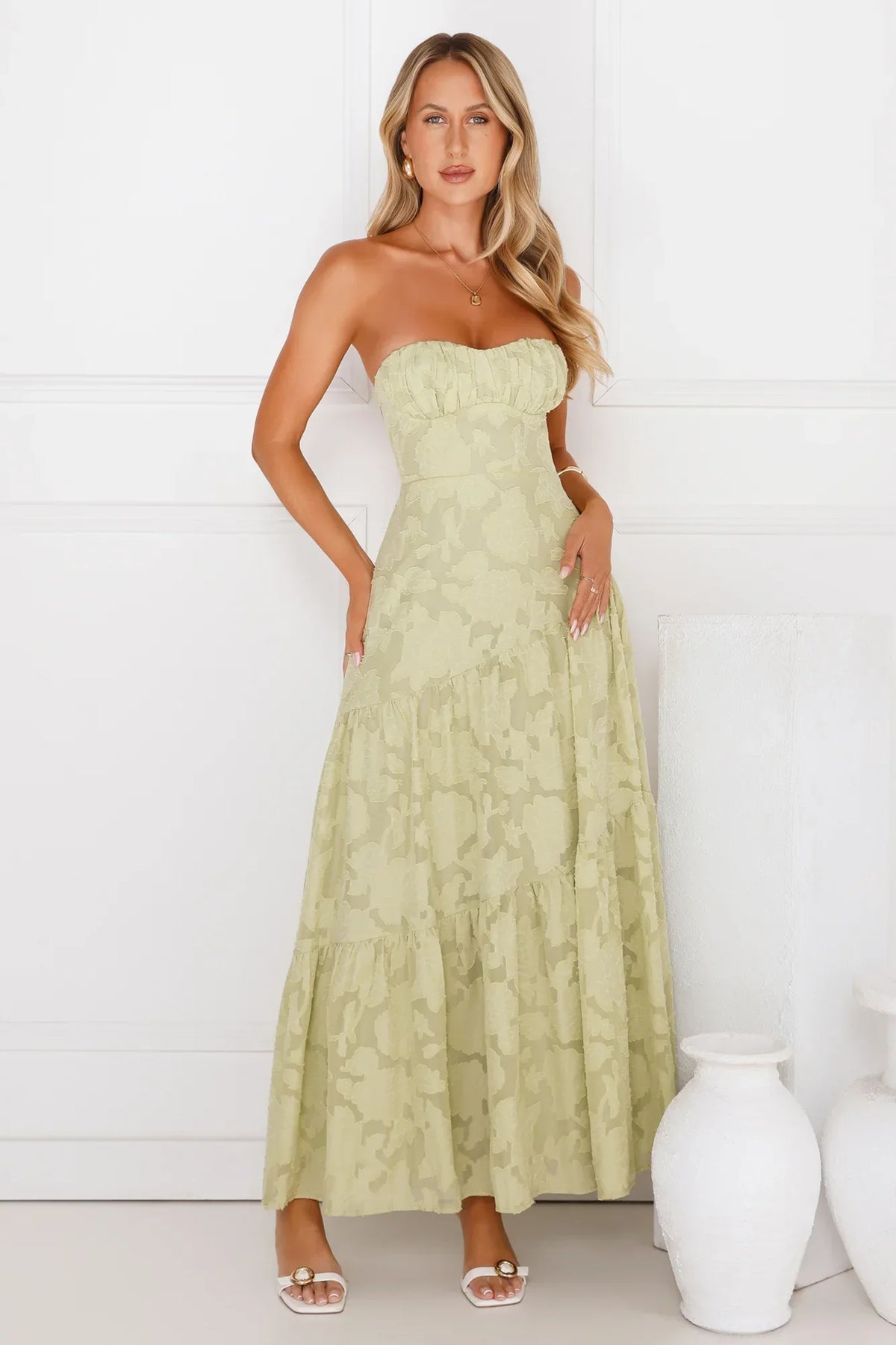 My Best Strapless Maxi Dress Sage