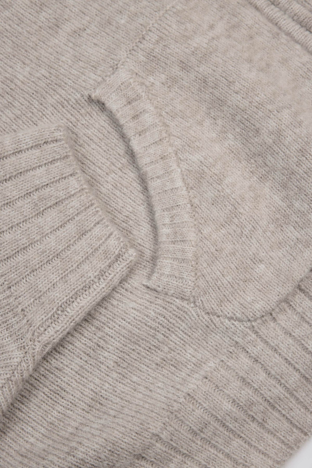 Soft Knit Zip-Up Cropped Hoodie in Beige