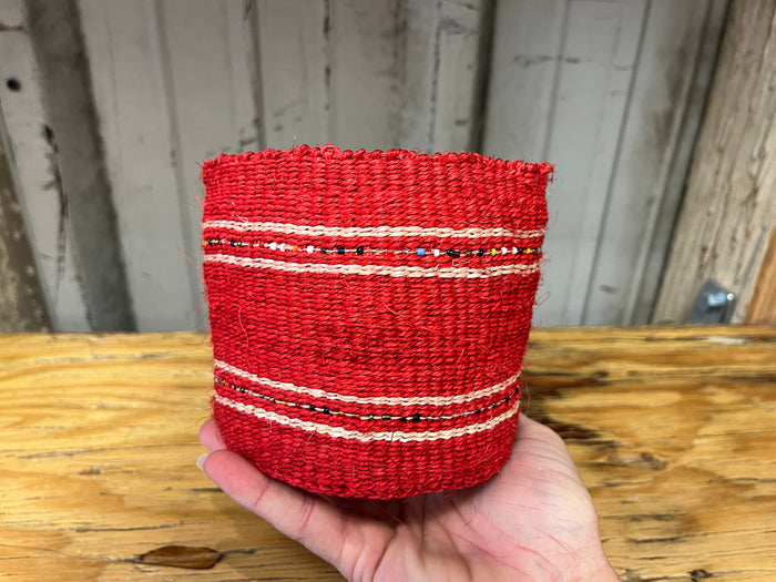 Sisal Basket with Beads - Med