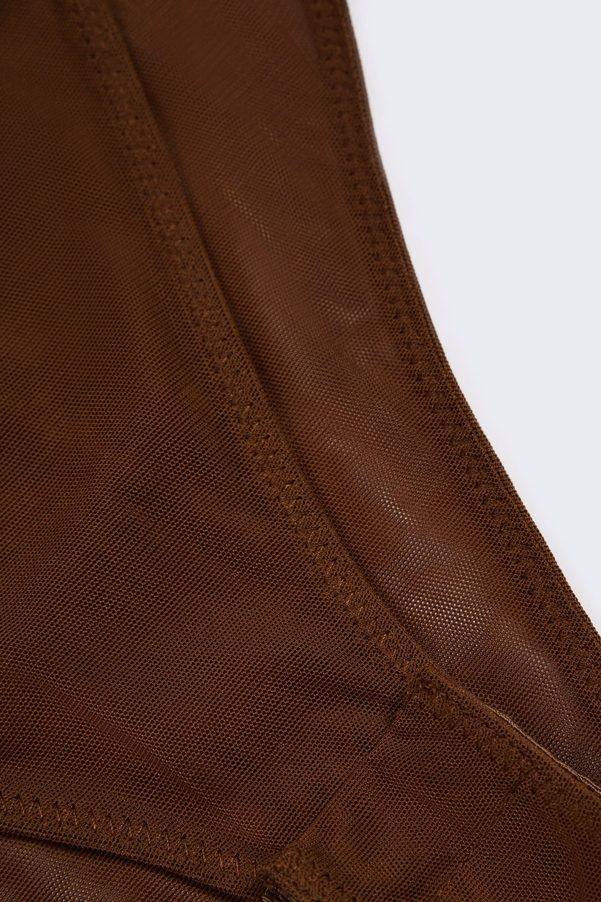 Soft Mesh Invisible Strap Thong Bodysuit in Chestnut