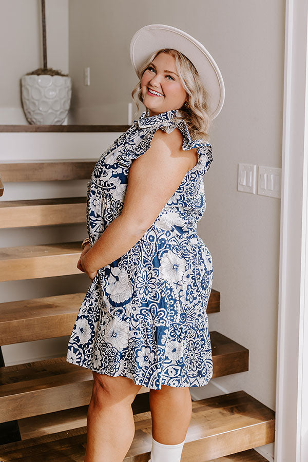 Hello Lovely Floral Dress In Navy Curves