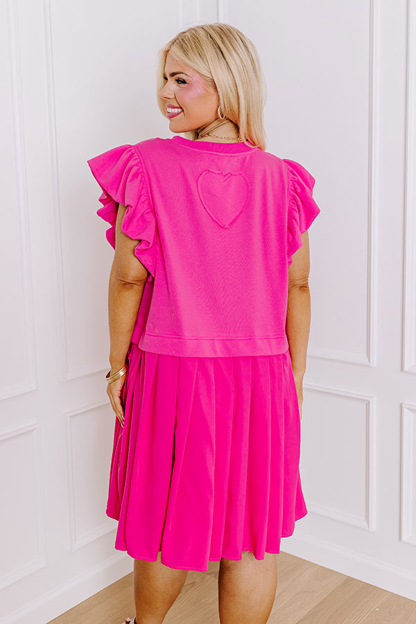 Country Club Meet Up Mini Dress in Hot Pink Curves