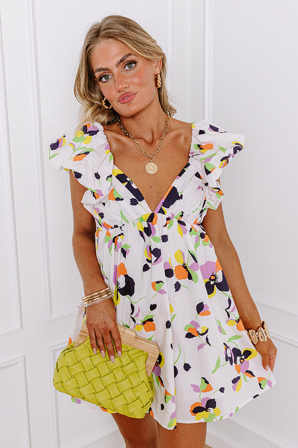 Date Night Ready Floral Mini Dress in Cream