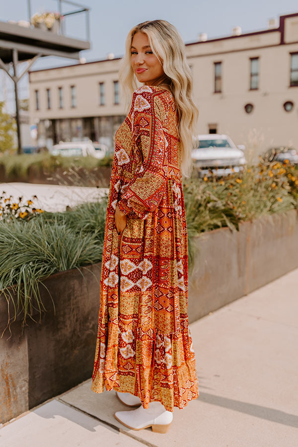 Orchard Oasis Paisley Maxi Dress in Wine