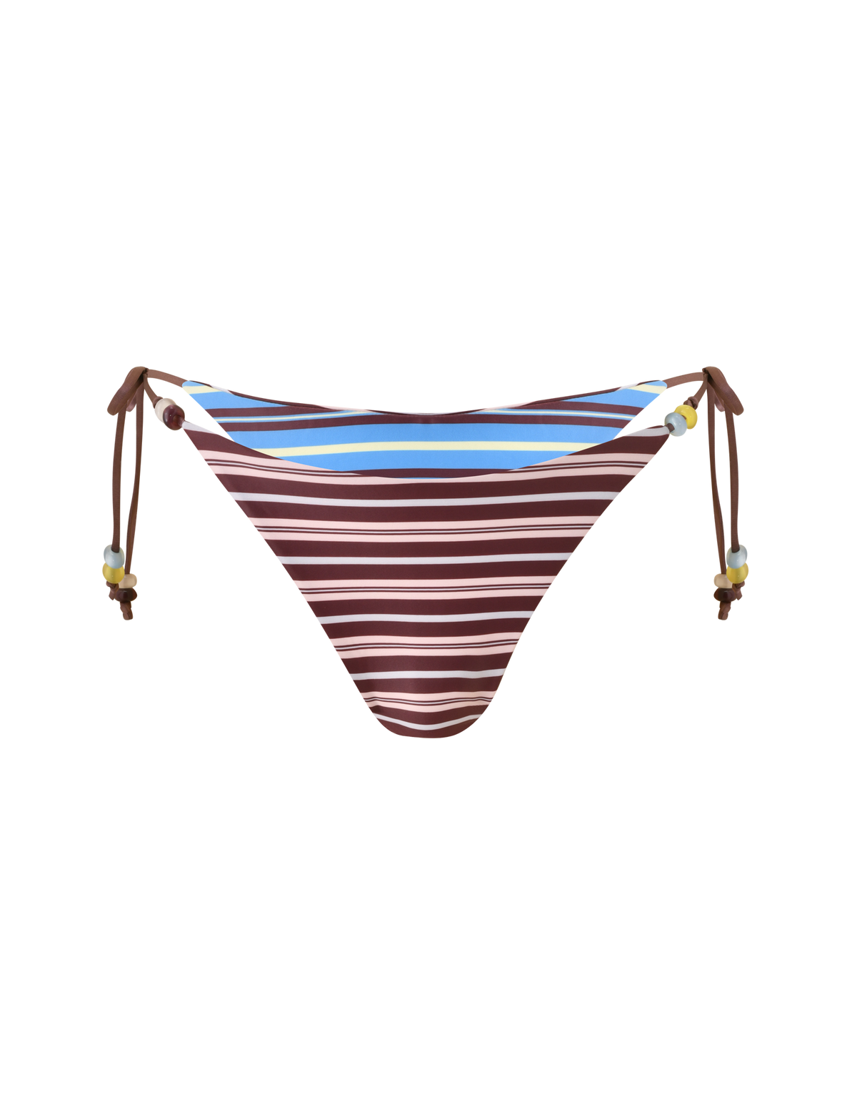 FINLEA REVERSIBLE BIKINI BOTTOM - BROWN AND BLUE STRIPE