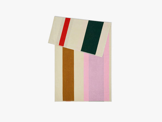 Beach Towel - Red, Dark Green, Toffee + Pink