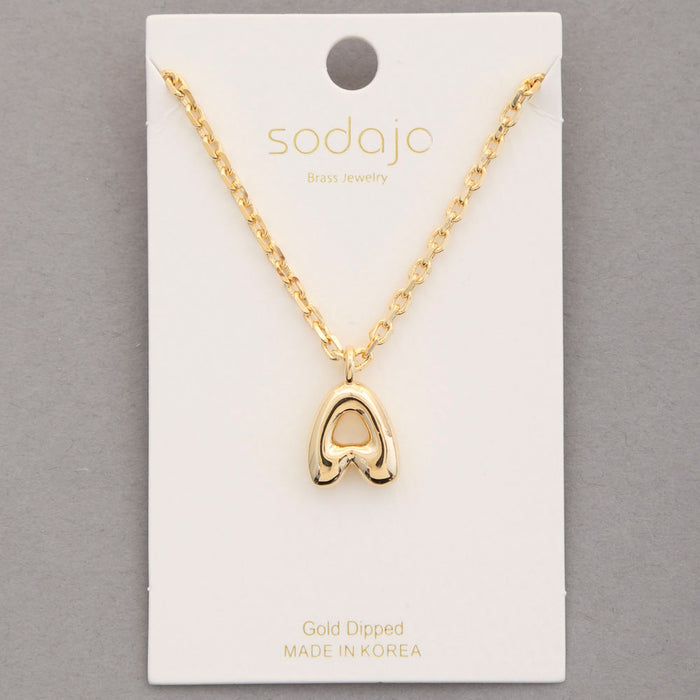 Bubble Initial Gold Necklace