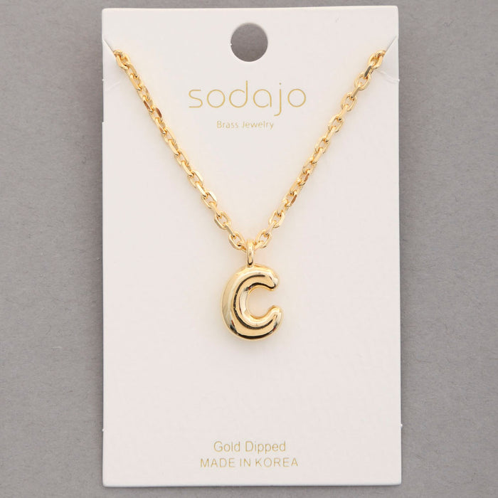 Bubble Initial Gold Necklace