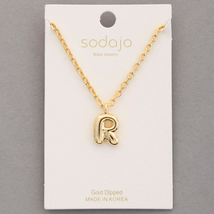 Bubble Initial Gold Necklace