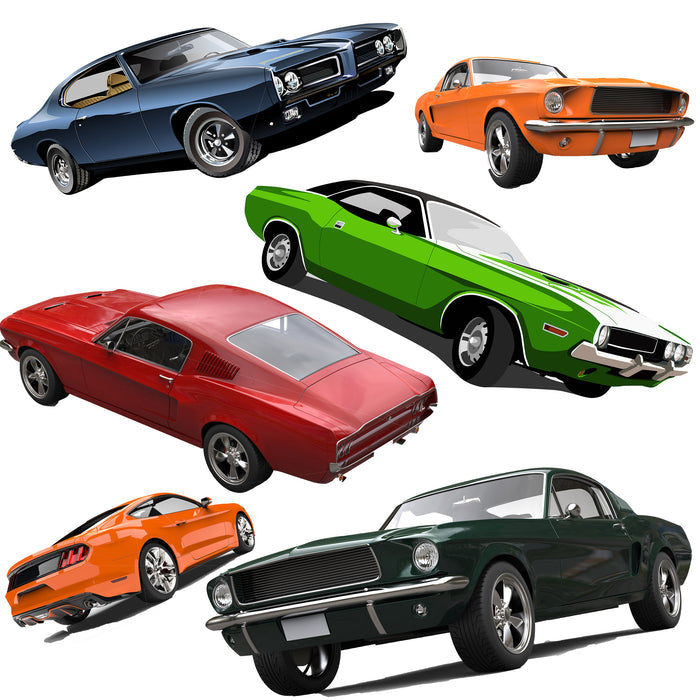 Car Fabric, Muscle Cars on White, Cotton or Fleece, 2225 - Beautiful Quilt