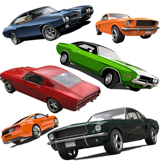 Car Fabric, Muscle Cars on White, Cotton or Fleece, 2225 - Beautiful Quilt