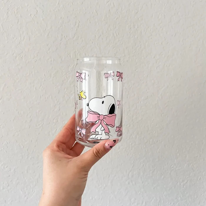 Coquette Snoopy 16oz Glass Cup