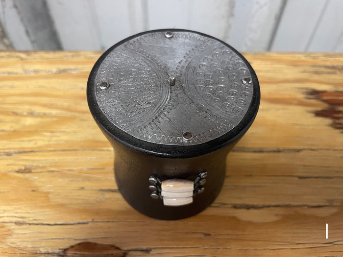 Dark wood w/ bone - candle holder small