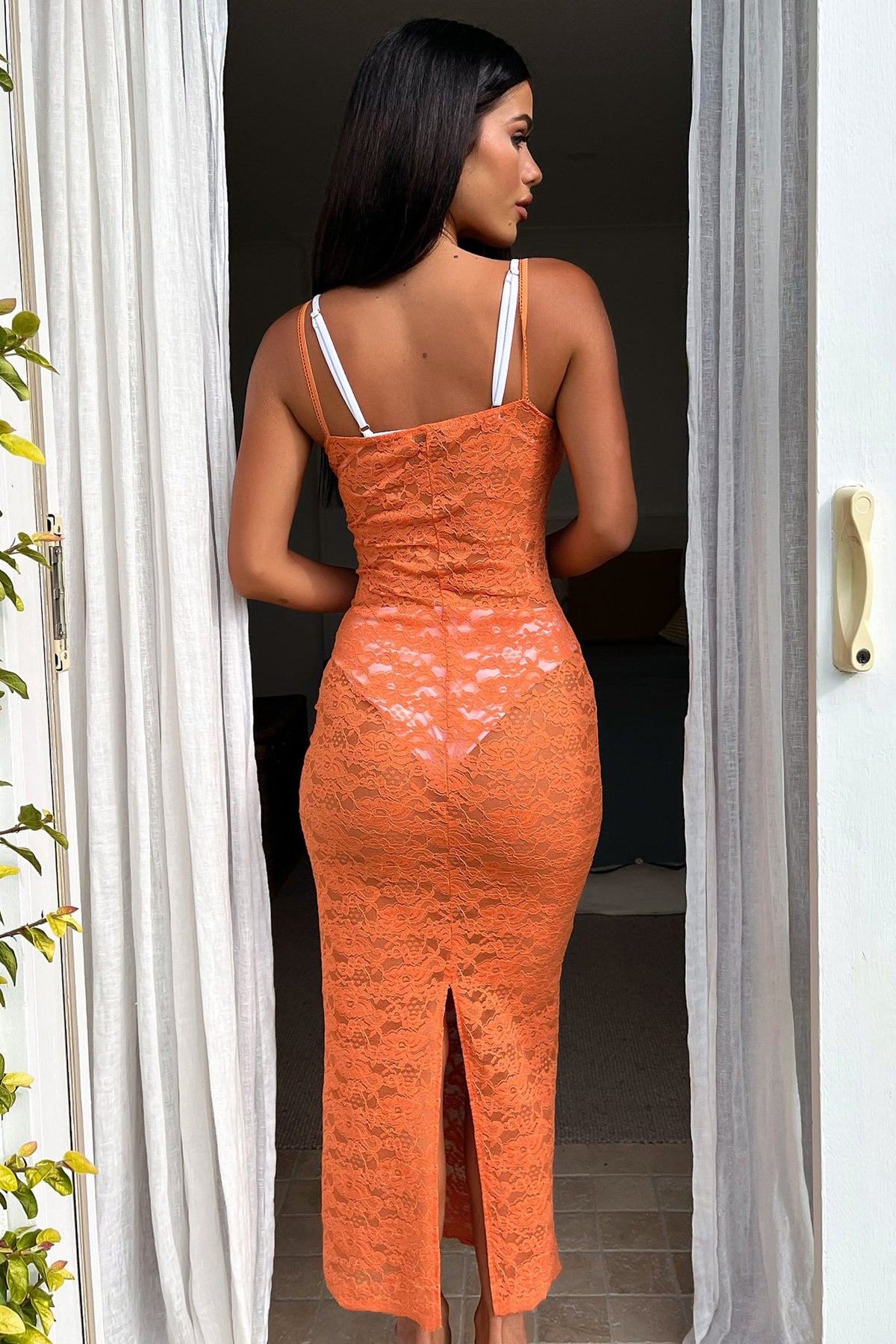 Destiny Midi Dress - Orange