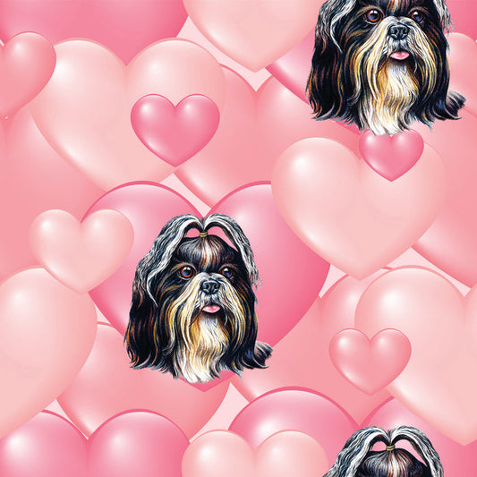 Dog Fabric, Shih Tzu Fabric on Pink, Cotton or Fleece 2257 - Beautiful Quilt