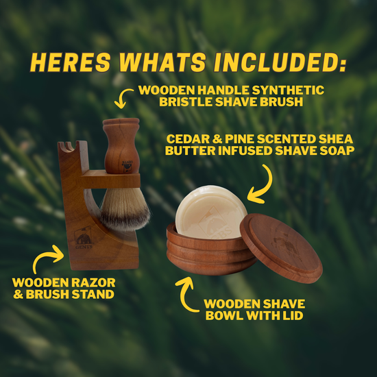 GENTS Cedar & Pine Wood Shaving Bowl & Shave Brush Set – alternate view 2