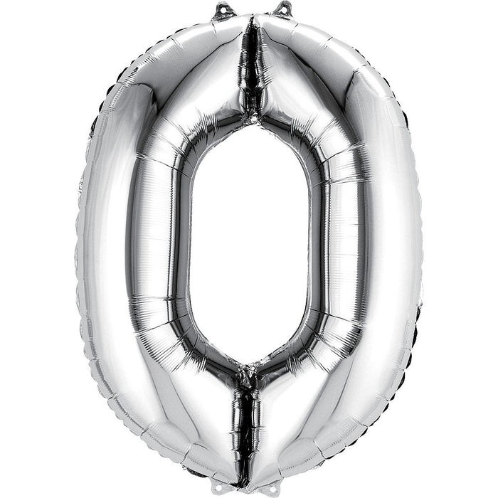 Giant Silver Number 0 Balloon