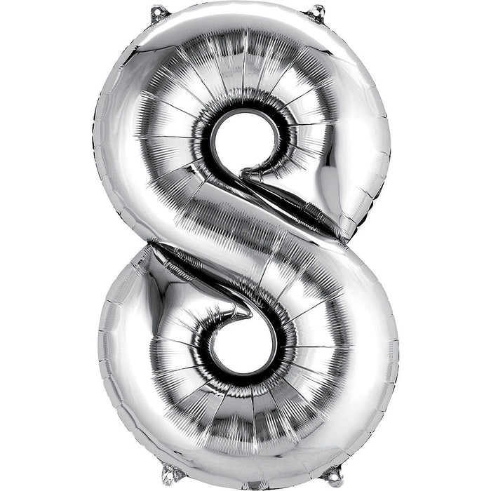 Giant Silver Number 8 Balloon