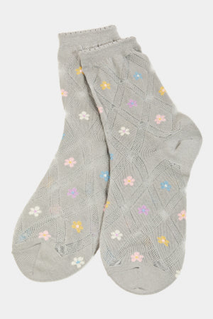 Gray Flower Socks