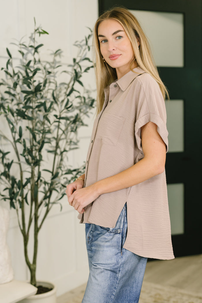 Keep Up Collared Button Down in Ash Mocha – alternate view 4