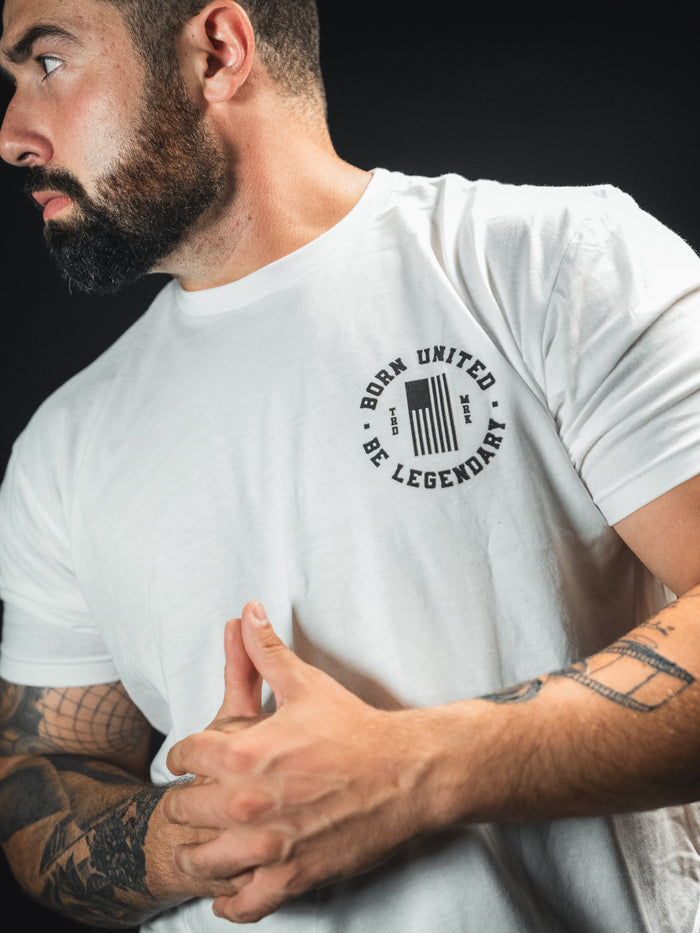 born united - legend president trump 2024 tee shirt on model front