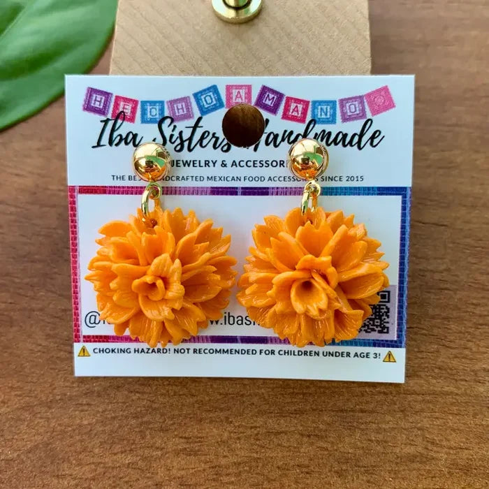 Orange Marigolds Stud Earrings
