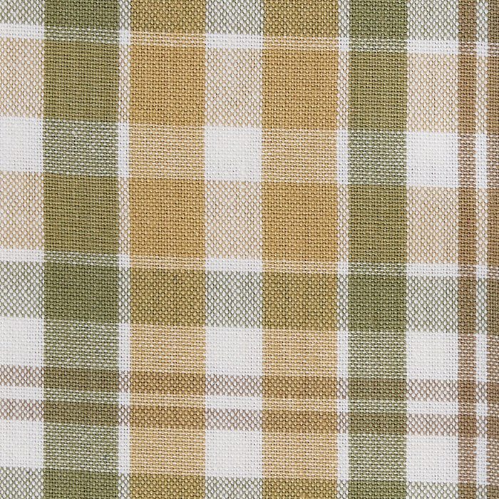 Sage & Mustard Plaid Short Panel Curtains 63" fabric closeup