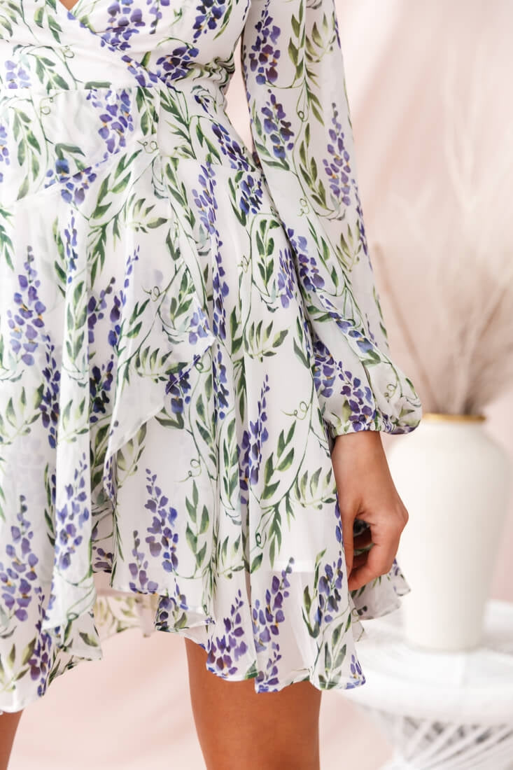 Wisteria Lane Long Sleeve Tea Dress White