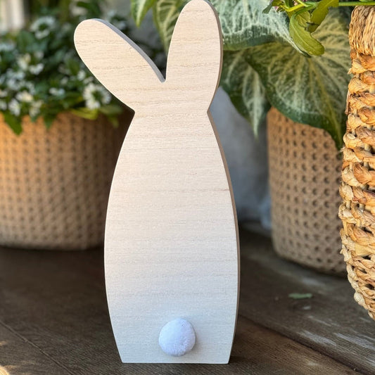 Lrg. White Wash Pom Bunny
