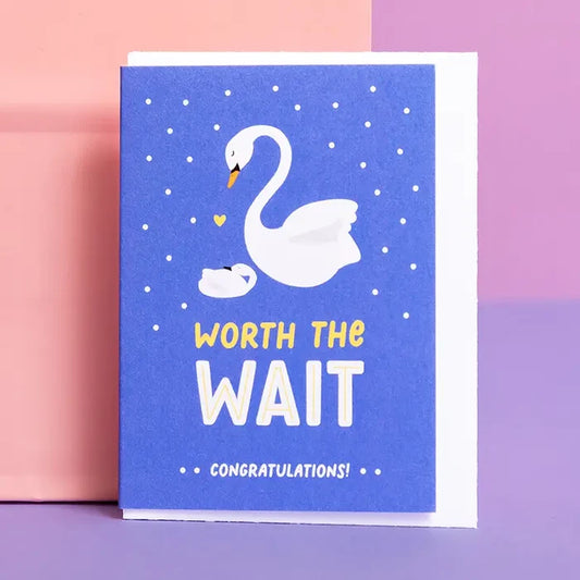 Swan New Baby Mini Greeting Card