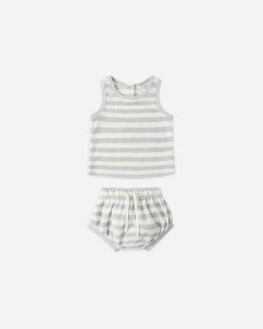 Terry Tank + Short Set Sky Stripe - Quincy Mae