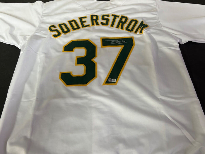 Tyler Soderstrom Oakland A's Auto Signed Custom Jersey Beckett Witness White .