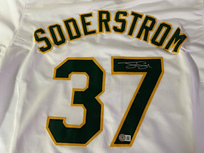 Tyler Soderstrom Oakland A's Auto Signed Custom Jersey Beckett Witness White .